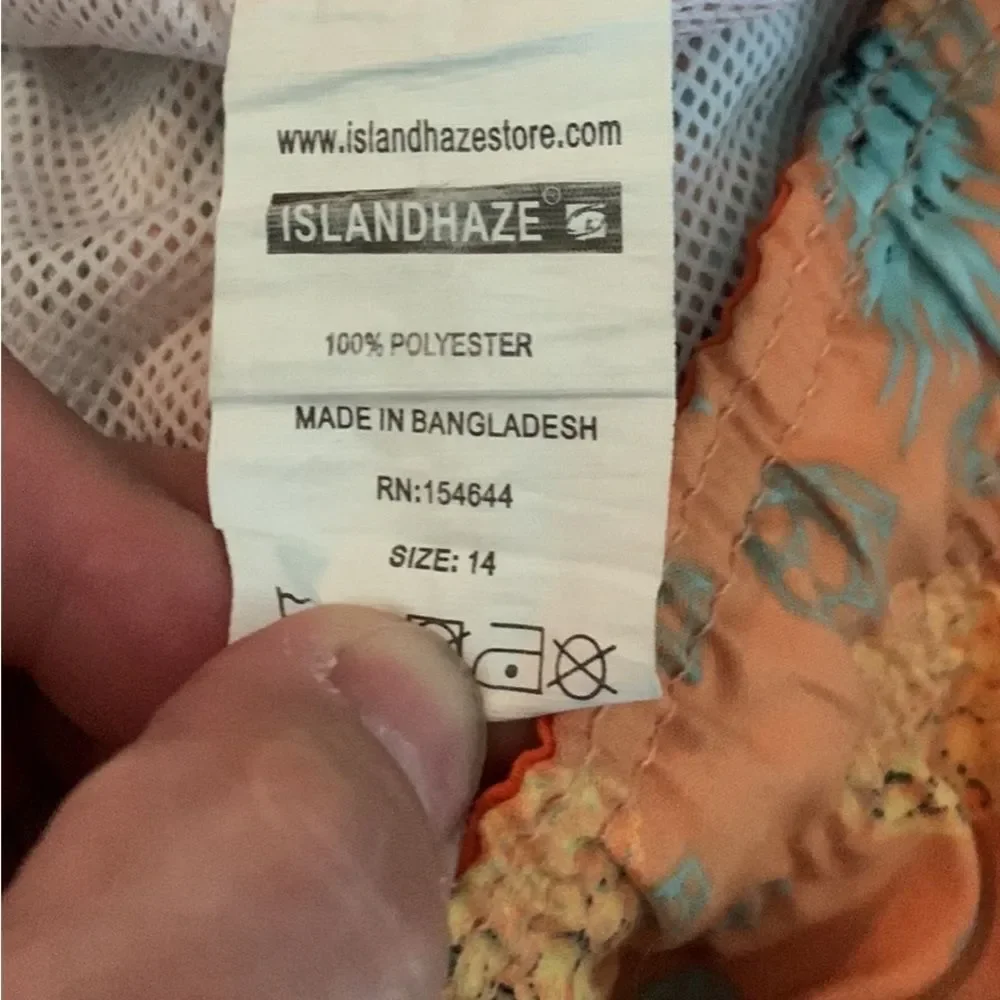 Island Haze Big Boys ORANGE PINEAPPLE SWIM TRUNKS Board Shorts Size 14